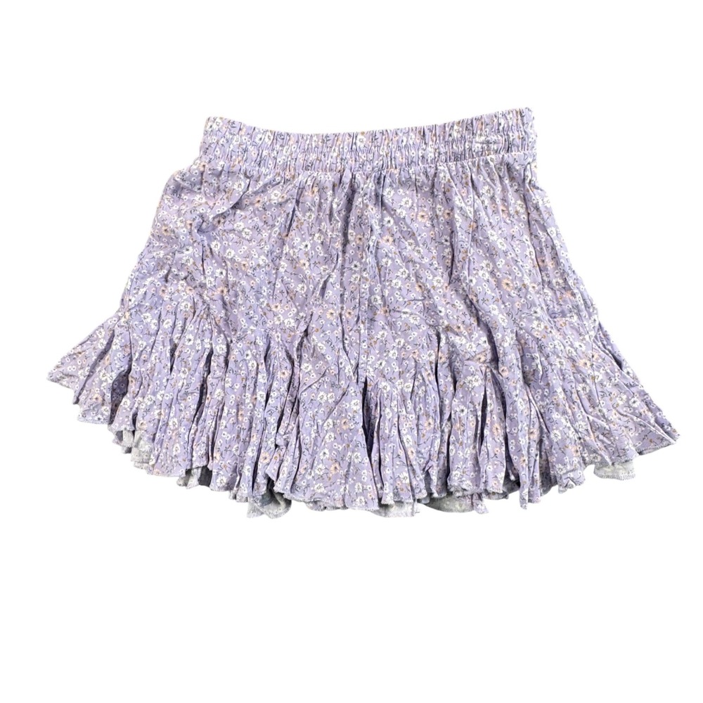 Y2K Ditsy Floral Mini Skirt Purple Ruffle‎ Coquette Tiered M